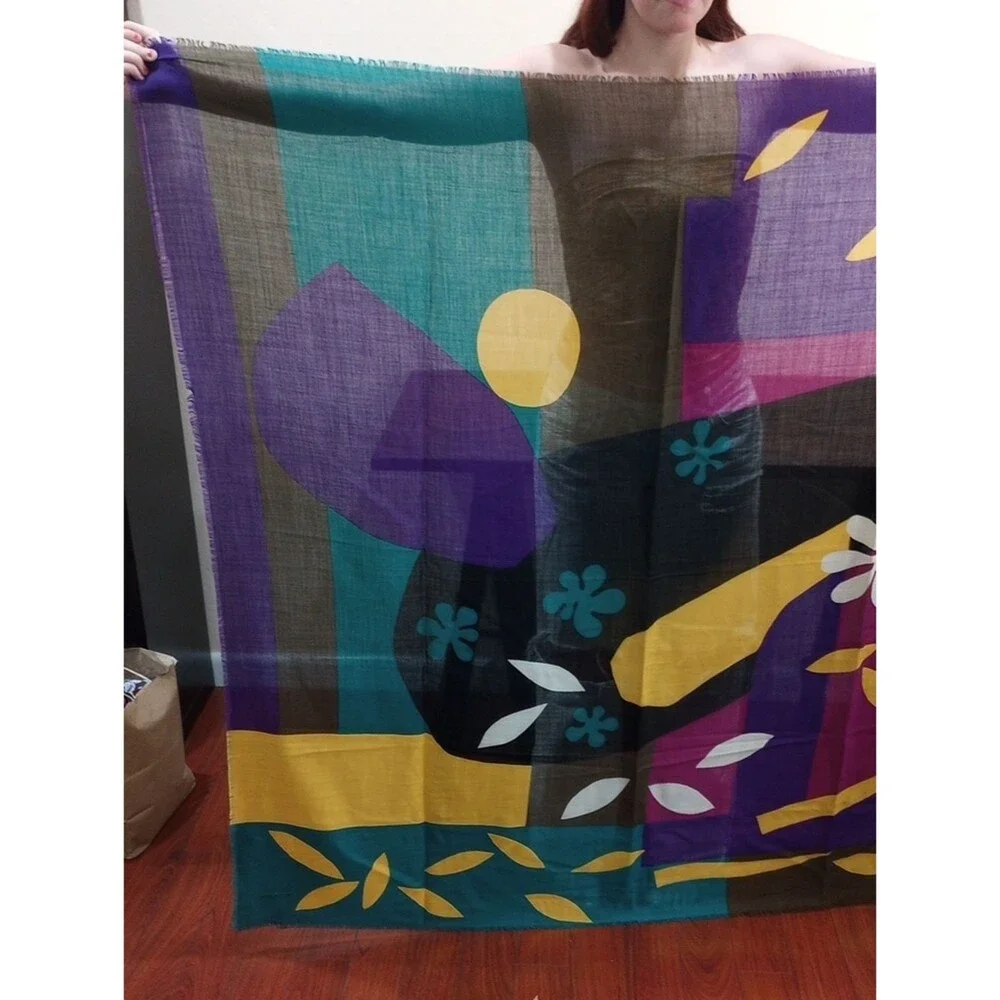 Renard Bold Abstract Wool And Silk Blend Scarf 54
